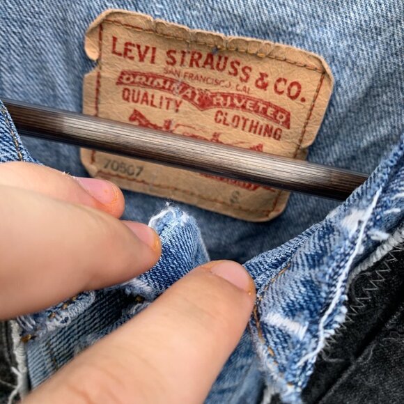 Vintage 2004 Levis Patchwork Jean Jacket Vest Small - Picture 10 of 10